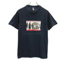 ステューシー 90s 紺タグ オールド USA製 プリント 半袖 Tシャツ S ブラック系 STUSSY ロゴ メンズ 【中古】 【230630】 メール便可