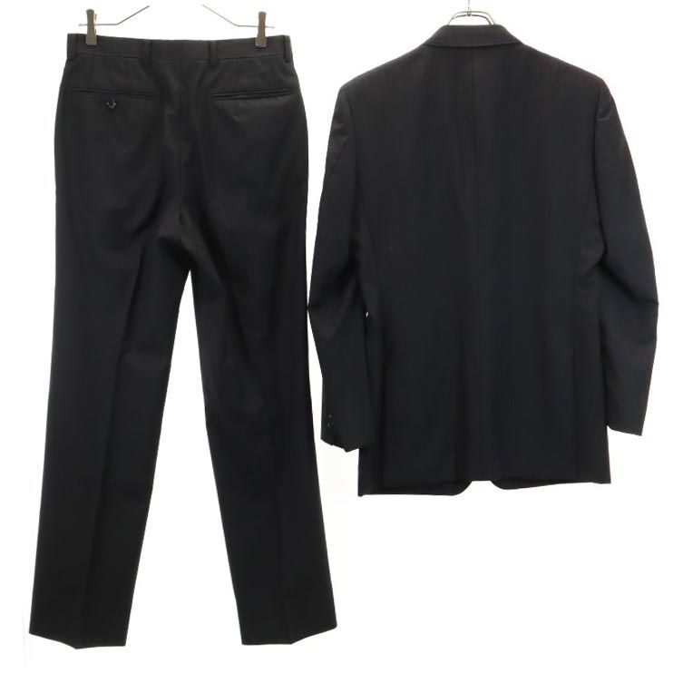 古着 Durban ダーバン 日本製 ウール ストライプ柄 スーツ 上下 セットアップ 上94A6/下92A5 黒 メンズ 【中古】 【PD】