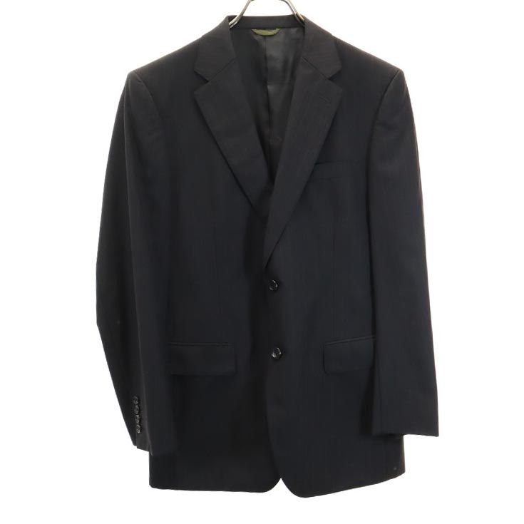 古着 Durban ダーバン 日本製 ウール ストライプ柄 スーツ 上下 セットアップ 上94A6/下92A5 黒 メンズ 【中古】 【PD】
