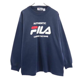 フィラ 90s オールド ロゴプリント スウェット L ネイビー FILA 長袖トレーナー メンズ 【中古】 【230128】