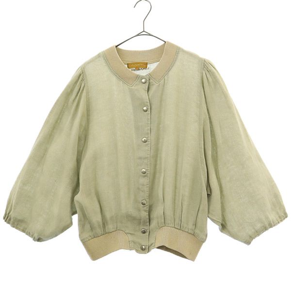 Rakuten - 古着 LANCEL ランセル 7分袖 ブルゾン 9R グレー ロゴ刺_ ジャケット レディース 【中古】