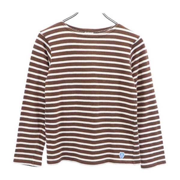 Rakuten - オーシバル フランス製 バスクシャツ ボーダー柄 長袖 Tシャツ 1 茶系 ORCIVAL ロンT ロゴ刺繍 レディース 【中古】 【230201】