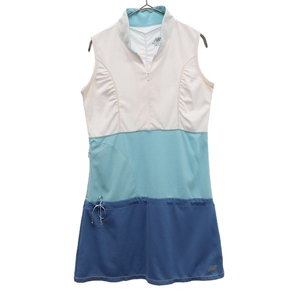 ニューバランス プリント ノースリーブ ワンピース M ホワイト系 new balance スポーツ トレーニング ウォームアップ レディース 【中古】 【230610】