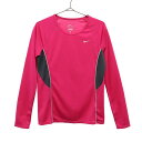 ナイキ ワンポイント刺繍 トレーニングシャツ S ピンク NIKE 長袖 Tシャツ クルーネック スポーツ ウォームアップ レディース 【中古】 【230602...