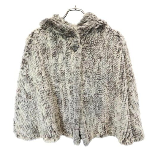 ステファネル フーデッド ラビットファー ポンチョ グレー系 STEFANEL レディース 【中古】 【230203】 ステファネル フーデッド ラビットファー ポンチョ グレー系 STEFANEL レディース 【中古】 【230203】