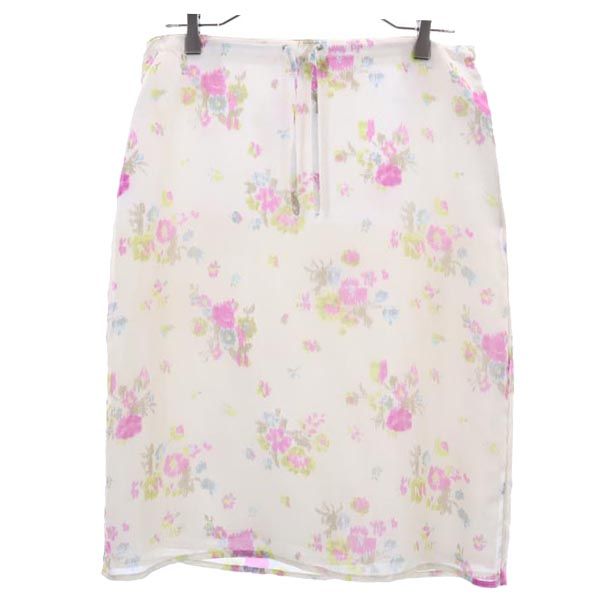 古着 MAX&CO マックスアンドコー イタリア製 花柄 ミディ丈 フレアスカート 40 ホワイト系 サイドジップ レディース 【中古】 【PD】