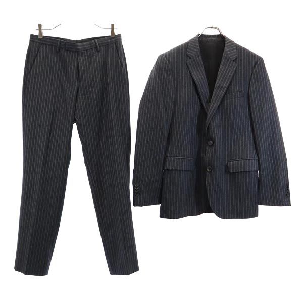 古着 ボス BOSS ウール ストライプ柄 スーツ 上下 セットアップ 34R グレー系 ジャケット ロングパンツ メンズ 【中古】 【PD】