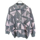 エクスクルーシブ 総柄 プルオーバー ニット 42 グレー系×ピンク EXCLUSIV 長袖セーター レディース 【中古】 【230220】(4)