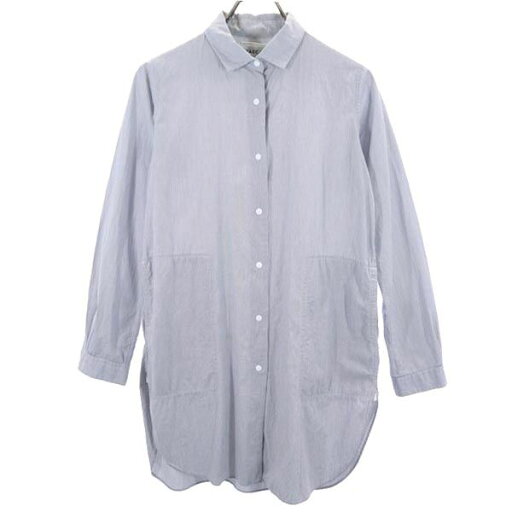 ヤエカ 日本製 ストライプ チュニック M グレー系 YAECA 長袖 シャツ レディース 【中古】 【230225】 ヤエカ 日本製 ストライプ チュニック M グレー系 YAECA 長袖 シャツ レディース 【中古】 【230225】