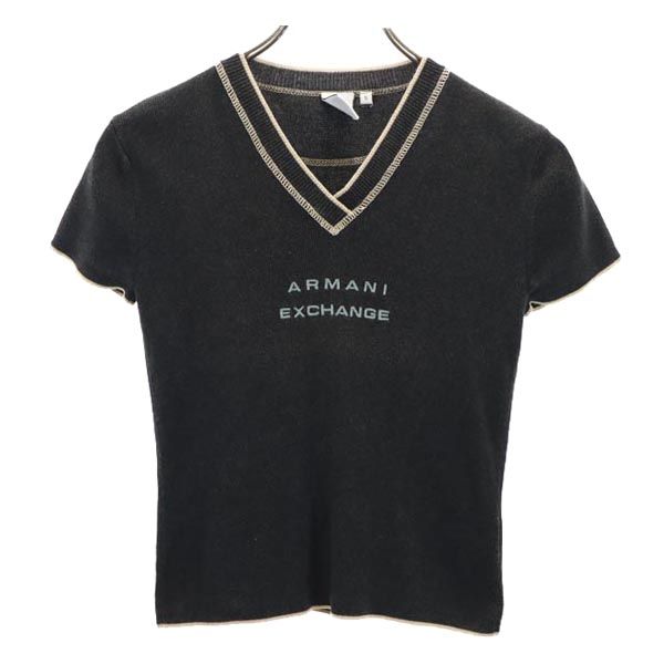 アルマーニエクスチェンジ Vネック 半袖カットソー S グレー ARMANI EXCHANGE ロゴ シャツ レディース 【中古】 【230610】