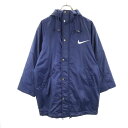 古着 NIKE ナイキ 90s 00s 白タグ オールド トレーニング ベンチコート L(14/16) ネイビー フード キッズ 【中古】 【PD】