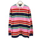 ポロバイラルフローレン ボーダー柄 長袖 ポロシャツ LL ピンク 他 Polo by Ralph Lauren CUSTOM FIT メンズ 【中古】 【240423】