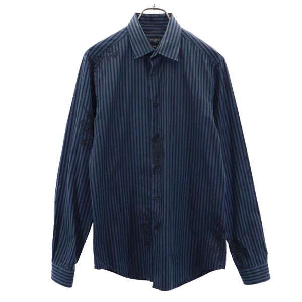 ジバンシィ ストライプ柄 長袖 シャツ 16 緑系×黒 GIVENCHY メンズ 【中古】 【230305】 メール便可