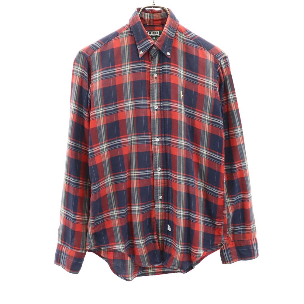 古着 Polo by Ralph Lauren ポロバイラルフローレン 80s 緑タグ ヴィンテージ ボーイズ チェック柄 長袖 ボタンダウンシャツ 18 キッズ 【中古】 【PD】