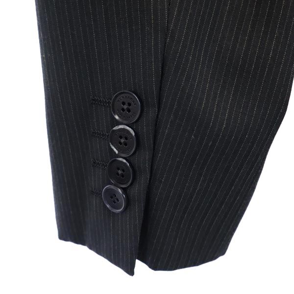 古着 BURBERRY BLACK LABEL バーバリーブラックレーベル 三陽商会 ストライプ ウールブレンド テーラードジャケット 42L ブラック系 日本製 メンズ 【中古】 【PD】