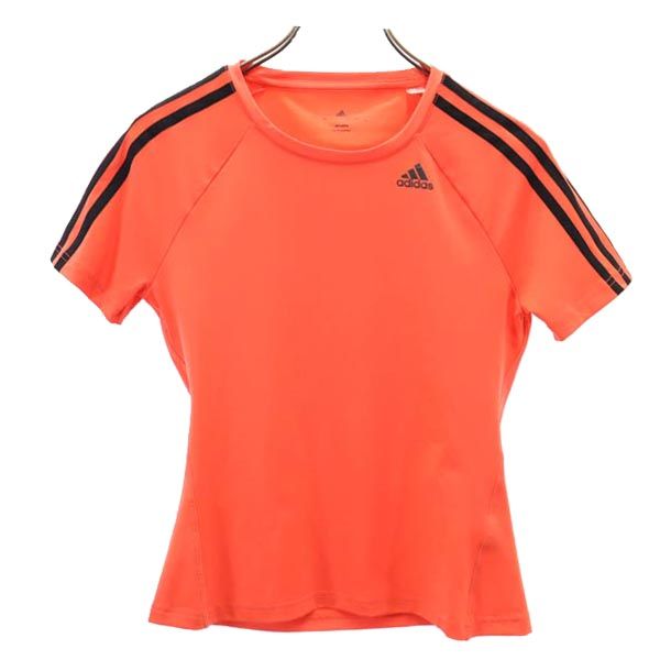 アディダス スポーツ ロゴ トレーニング Tシャツ M オレンジ系 adidas 3ライン レディース 【中古】 【230428】 メール便可