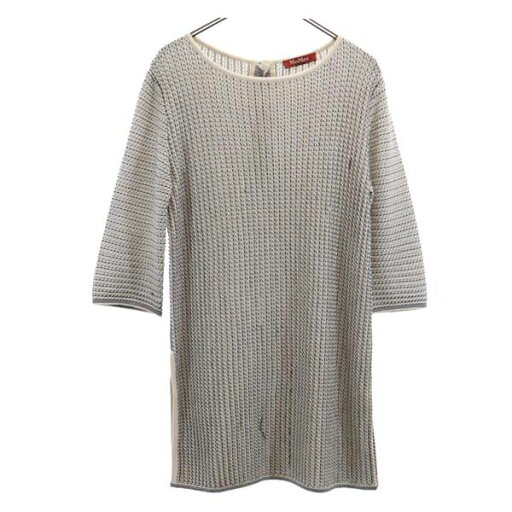 古着 MAX MARA マックスマーラ 総柄 7分袖 ニット チュニック 白系 レディース 【中古】 古着 MAX MARA マックスマーラ 総柄 7分袖 ニット チュニック 白系 レディース 【中古】