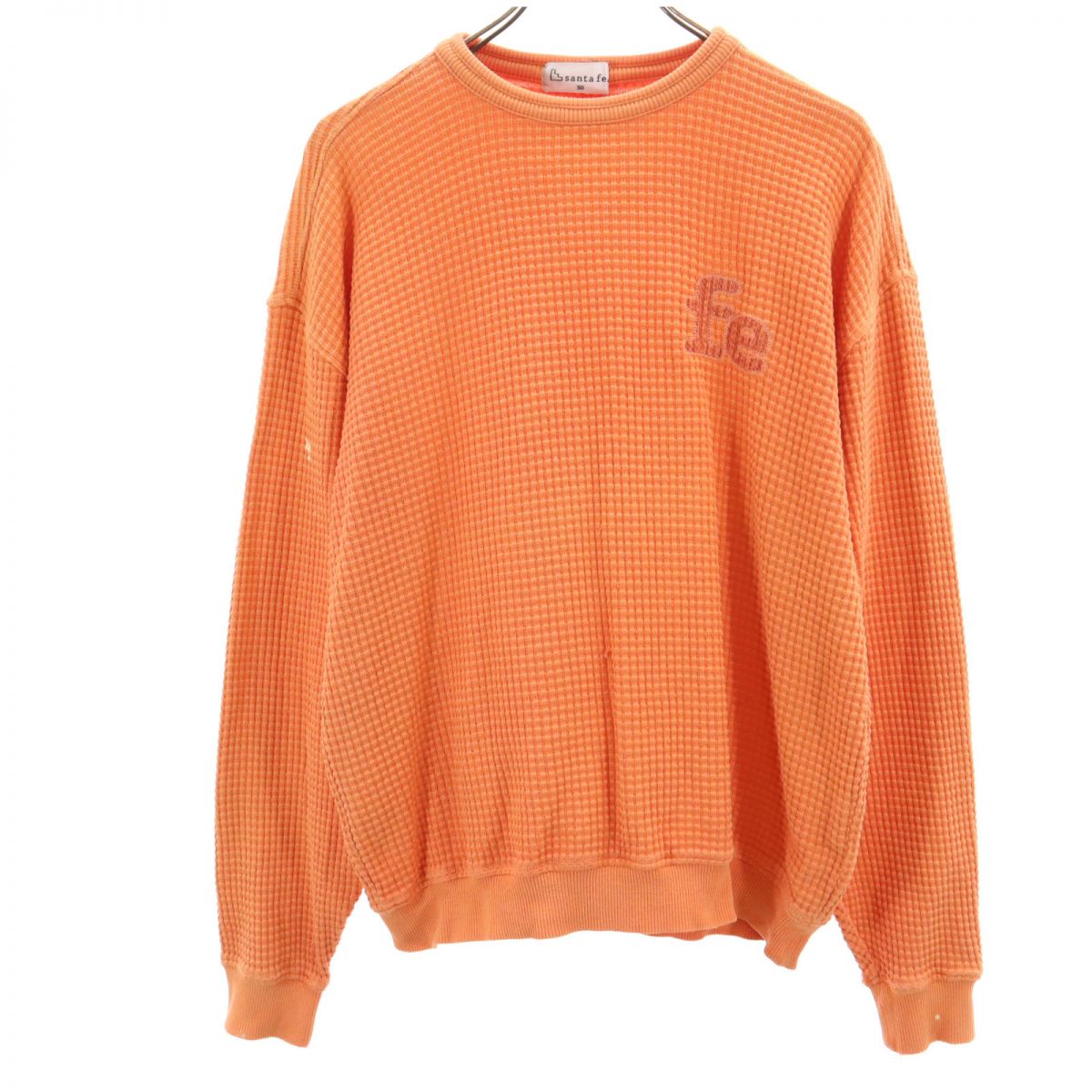 古着 santa fe サンタフェ 日本製 長袖 Tシャツ 50 オレンジ ロンT ワッフル地 メンズ 【中古】 【PD】