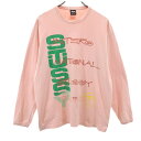 ステューシー プリント 長袖 Tシャツ L ピンク系 STUSSY ロンT メンズ 【中古】 【240424】 メール便可