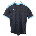プーマ 半袖 ロゴプリント トレーニングウェア S ブラック×ブルー PUMA スポーツ シャツ Tシャツ メンズ 【中古】 【230430】 メール便可