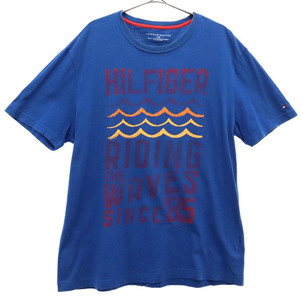 トミーヒルフィガー プリント 半袖 Tシャツ L/G ブルー TOMMY HILFIGER メンズ 【中古】 【230803】 メール便可