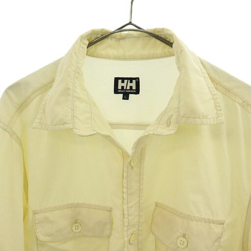 古着 HELLY HANSEN ヘリーハンセン ロゴワッペン 長袖 シャツ L ベージュ メンズ 【中古】