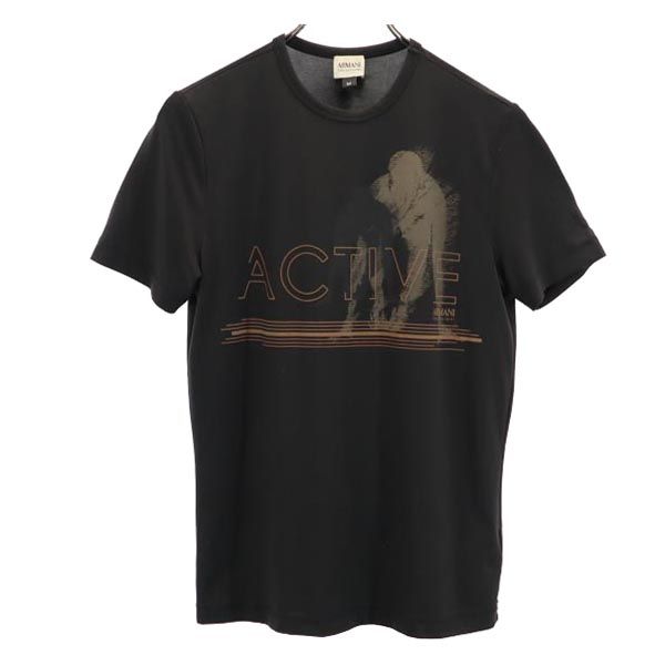 アルマーニコレッツォーニ プリント 半袖 Tシャツ M ブラック系 ARMANI COLLEZIONI ロゴ レディース 【中古】 【230803】 メール便可