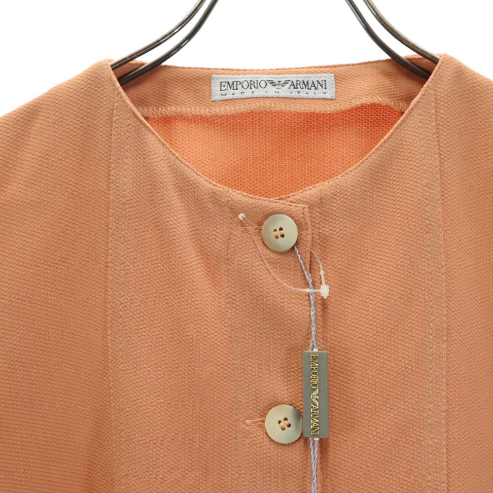 古着 Emporio Armani エンポリオアルマーニ 90s 未使用 イタリア製 半袖 オールド ヴィンテージ パンツスーツ 上下 セットアップ 38/40 ベージュ ロングパンツ タグ付き レディース 【中古】