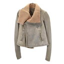 古着 リックオウエンス Rick Owens 羊革レザー ライダースジャケット USA10 グレー系 裏ボア レディース 【中古】