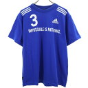 古着 アディダス adidas 日本製 プリント トレーニング 半袖 Tシャツ O ブルー メンズ 【中古】