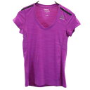 リーボック スポーツ Vネック ロゴプリント トレーニングウェア S 紫系 Reebok 半袖Tシャツ レディース 【中古】 【230528】 メール便可