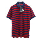 未使用 ポロバイラルフローレン ボーダー 半袖 ポロシャツ L ネイビー系 Polo by Ralph Lauren 鹿の子 タグ付き メンズ 【中古】 【240426】