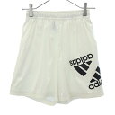 アディダス ロゴプリント ショートパンツ S ホワイト adidas ウーブンショーツ スポーツ レディース 【中古】 【230825】 メール便可