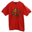 長渕剛 LIVE 2003 KEEP ON FIGHTING プリント 半袖 Tシャツ レッド メンズ 【中古】 【230806】 メール便可