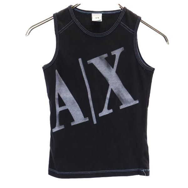 アルマーニエクスチェンジ USA製 プリント タンクトップ XS ブラック系 ARMANI EXCHANGE ロゴ レディース 【中古】 【230810】 メール便可