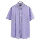 ラルフローレン チェック 半袖ボタンダウンシャツ L(180/100A） ブルー系 RALPH LAUREN ロゴ キッズ 【中古】 【230815】