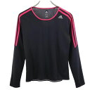 古着 アディダス adidas 長袖 トレーニングウェア L ブラック系 3ライン Tシャツ レディース 【中古】