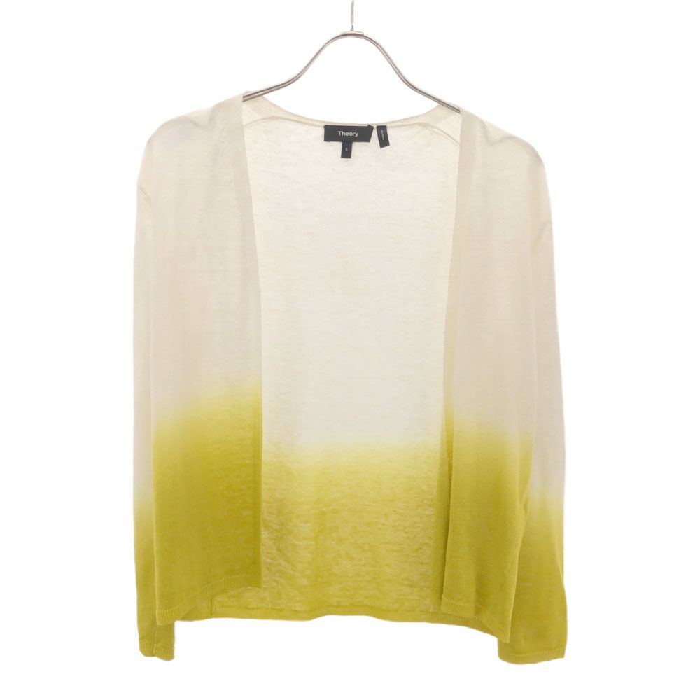 古着 theory セオリー 長袖 リネン カーディガン S ホワイト×イエロー グラデーション レディース 【中古】