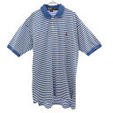 古着 Polo by Ralph Lauren ポロバイラルフローレン ボーダー 半袖 ポロシャツ M ブルー 鹿の子 メンズ 【中古】 【PD】(4)