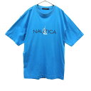 ノーティカ ロゴプリント 半袖 Tシャツ L ブルー NAUTICA メンズ 【中古】 【230816】