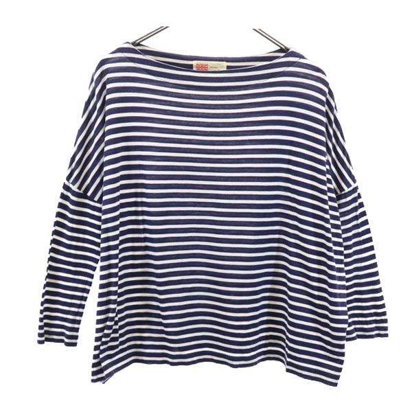 古着 TRADITIONAL WEA トラディショナル ウェザーウェアー 日本製 ボーダー 長袖 Tシャツ S ネイビー系 ロンT レディース 【中古】 【PD】