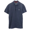 アルマーニジーンズ ボーダー 半袖 ポロシャツ XS ネイビー系 ARMANI JEANS 鹿の子 メンズ 【中古】 【240408】