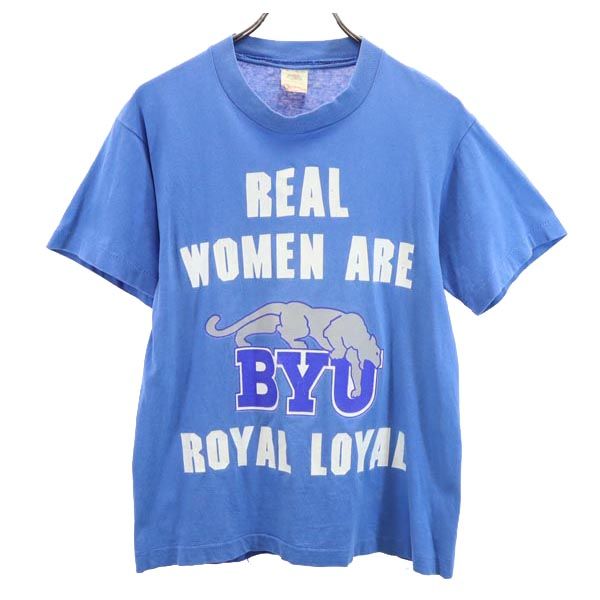 古着 FRUIT OF THE LOOM フルーツオブザルーム 90s オールド USA製 プリント 半袖 Tシャツ S ブルー BYU メンズ 【中古】 【PD】 space01-10616093 古着、USED専門百貨店BIG2nd パッケージ画像