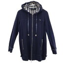 古着 BALMAIN バルマン 日本製 ボーダー 長袖 スウェット ジップパーカー 9 ネイビー レディース 【中古】 【PD】