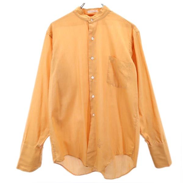 Exclusively Tailored 80s ヴィンテージ バンドカラー 長袖 シャツ 16 オレンジ系 メンズ   メール便可