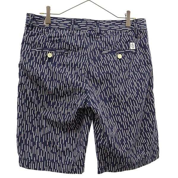 ショアリーブ 総柄 チノ ショートパンツ W32 ネイビー Shore Leave ロゴワッペン メンズ 【中古】 【230901】