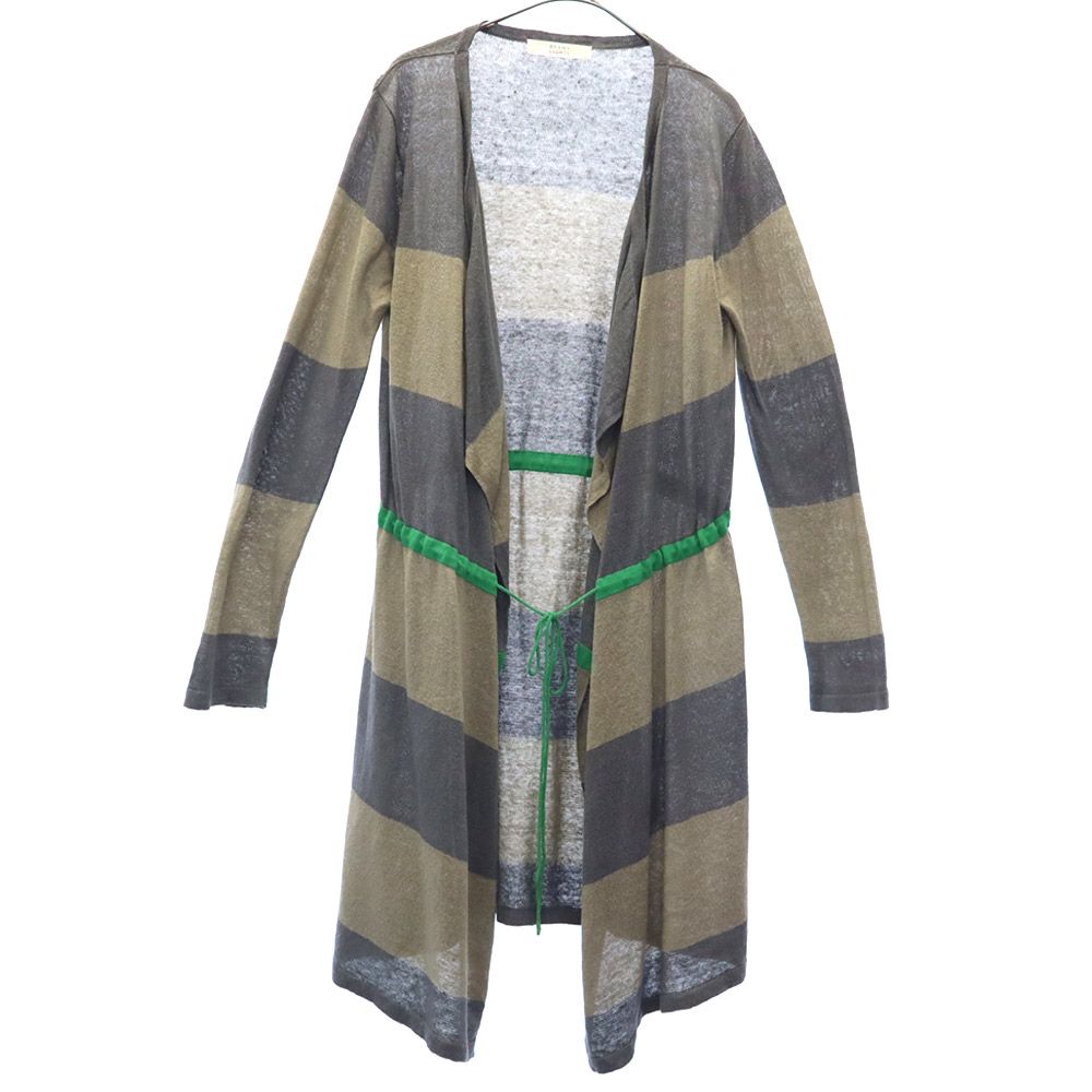 古着 BEAMS LIGHTS ビームスライツ 切替 長袖 ロング カーディガン 38 グレー×ベージュ レディース 【中古】 【PD】