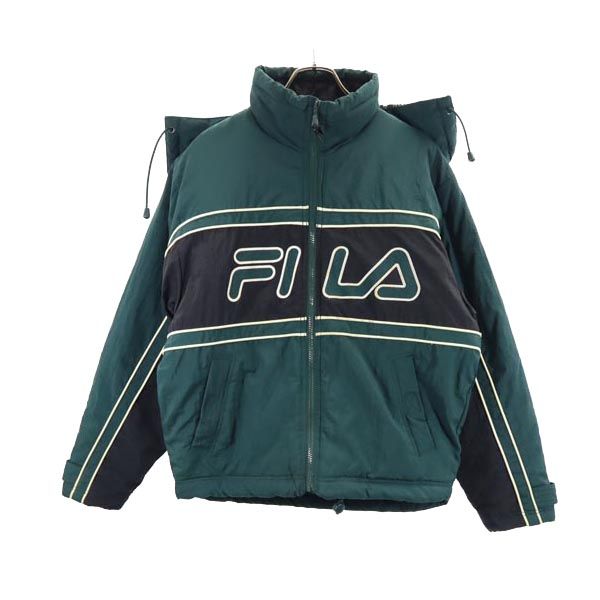 古着 FILA フィラ 90s オールド ナイロン 中綿ジャケット S グリーン系 メンズ 【中古】