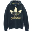 アディダス トレフォイルロゴ プリント スウェットパーカー XS ブラック adidas プルオーバー メンズ 【中古】 【230905】(4)