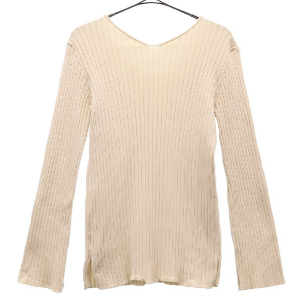 古着 Mila Owen ミラオーウェン オーガニックコットンVネックリブニット 長袖 セーター 1 ベージュ 09WNT181077 レディース 【中古】 space01-10636843 古着、USED専門百貨店BIG2nd サンプル画像2